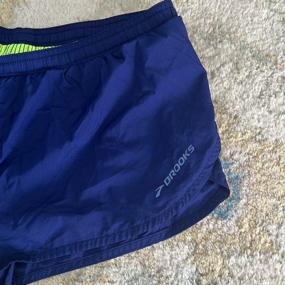 ⭐️Brooks,Navy & Lime Green Running Shorts,Never Been Worn, Size Medium - Picture 4 of 7
